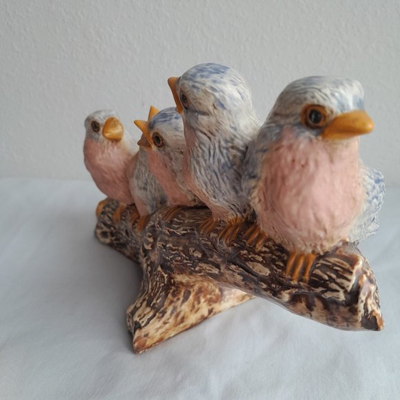 Signed Ceramic Birds on Branch Piece Hand made Art Handmade Sculpture - Picture 5 of 7